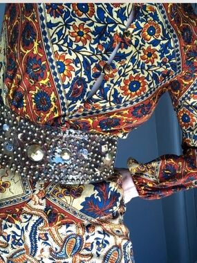 Vintage Boho Floral Print Women's 2 piece pant suit 1970s  bell bottoms